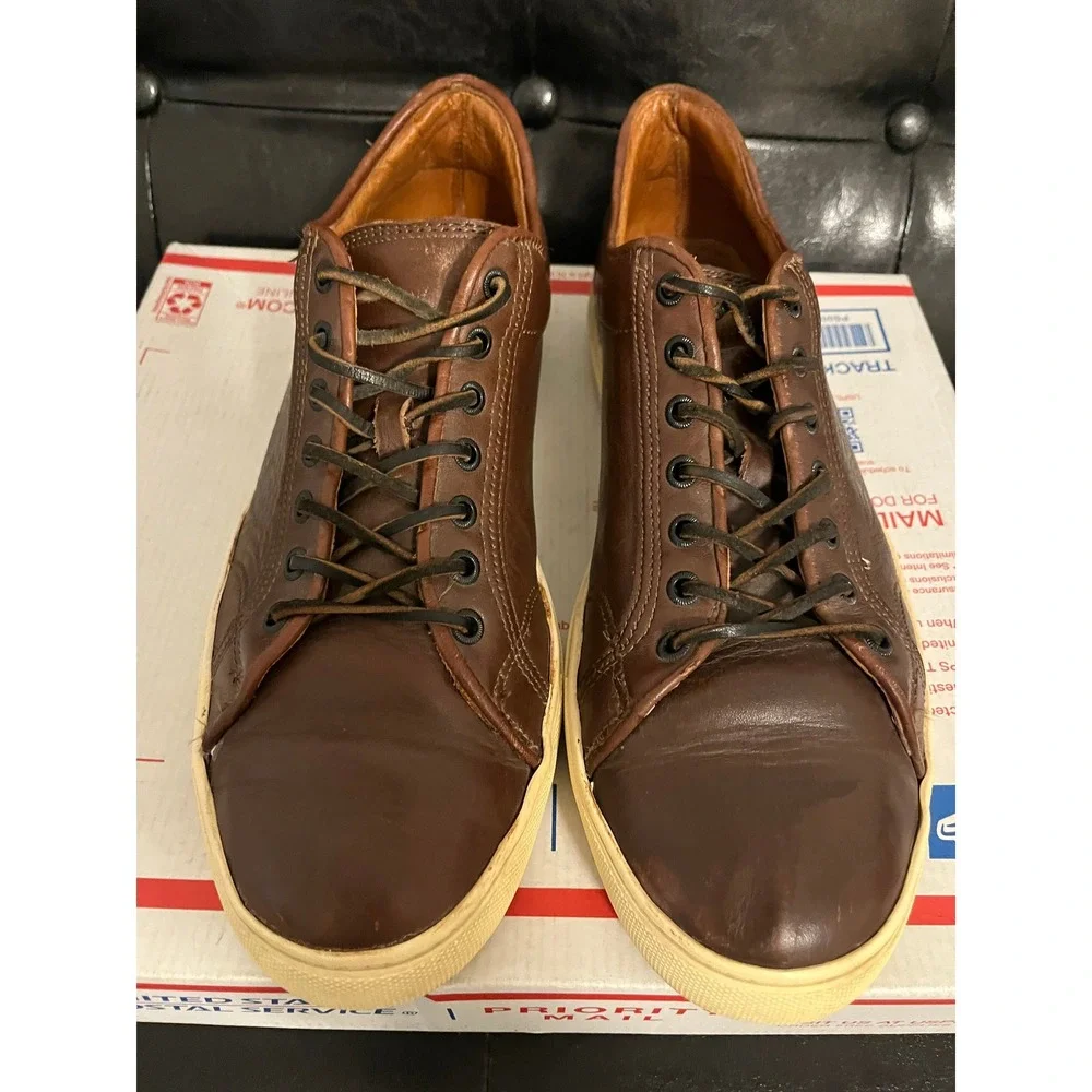 Frye Mens Ivy Low Lace Dark Brown Leather Sneakers 770005 Size 10 M